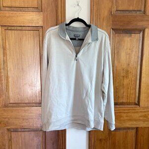 Van Heusen Quarter-Zip Cream and Gray Pullover Super Soft Size XL